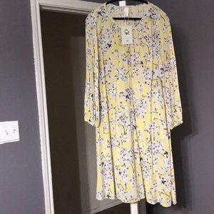 H&M Yellow Floral Long Sleeve Dress